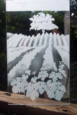Grape Vineyard Door glass art by Cynthia Myers