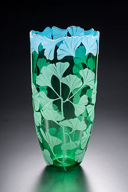 Ginko Leaves glass art by Cynthia Myers