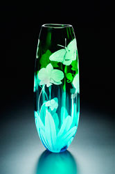Orchid and Butterfly glass art by Cynthia Myers