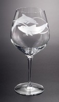 Dolphins Wine Goblet glass art by cynthia myers