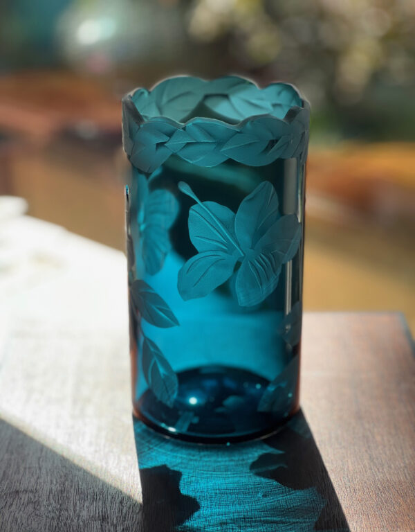 Hibiscus Teal Vase