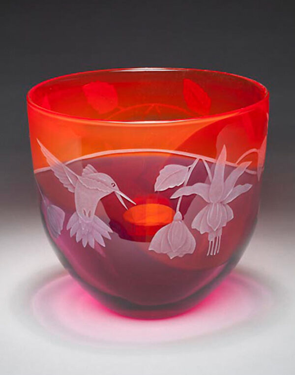 Hummingbird & Fucshia Red Bowl