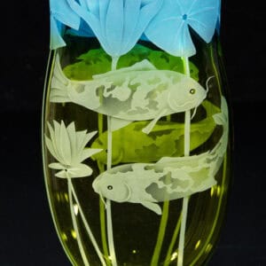 Koi & Lilies Blue-Green Vase 1