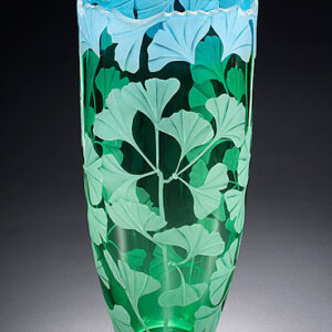 Gingko Leaves Green Blue Vase